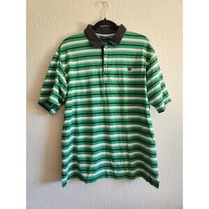 Y2k South Pole Men's Striped Green Polo Xl